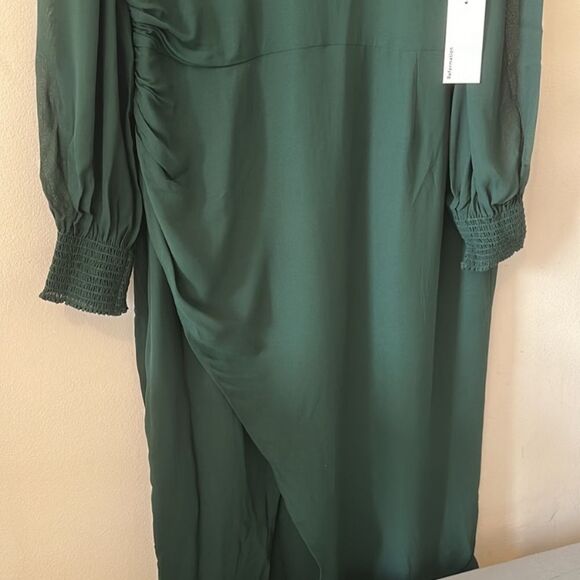 NEW Reformation Aude Long Sleeve Midi Dress Forest Green Size 24 - Picture 6 of 10